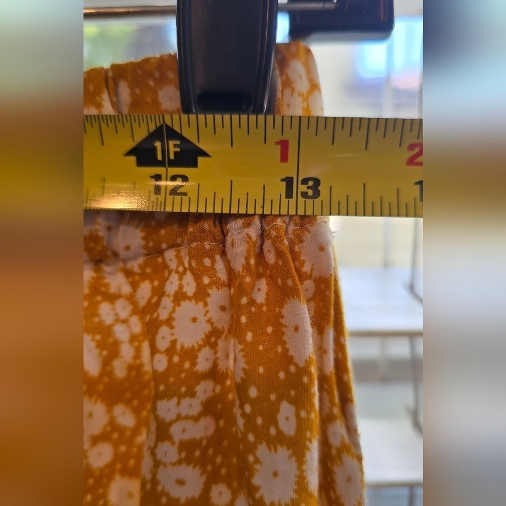 Women's Floral‎ Tiered Maxi Skirt - Yellow W/White Flowers - Picture 5 of 7